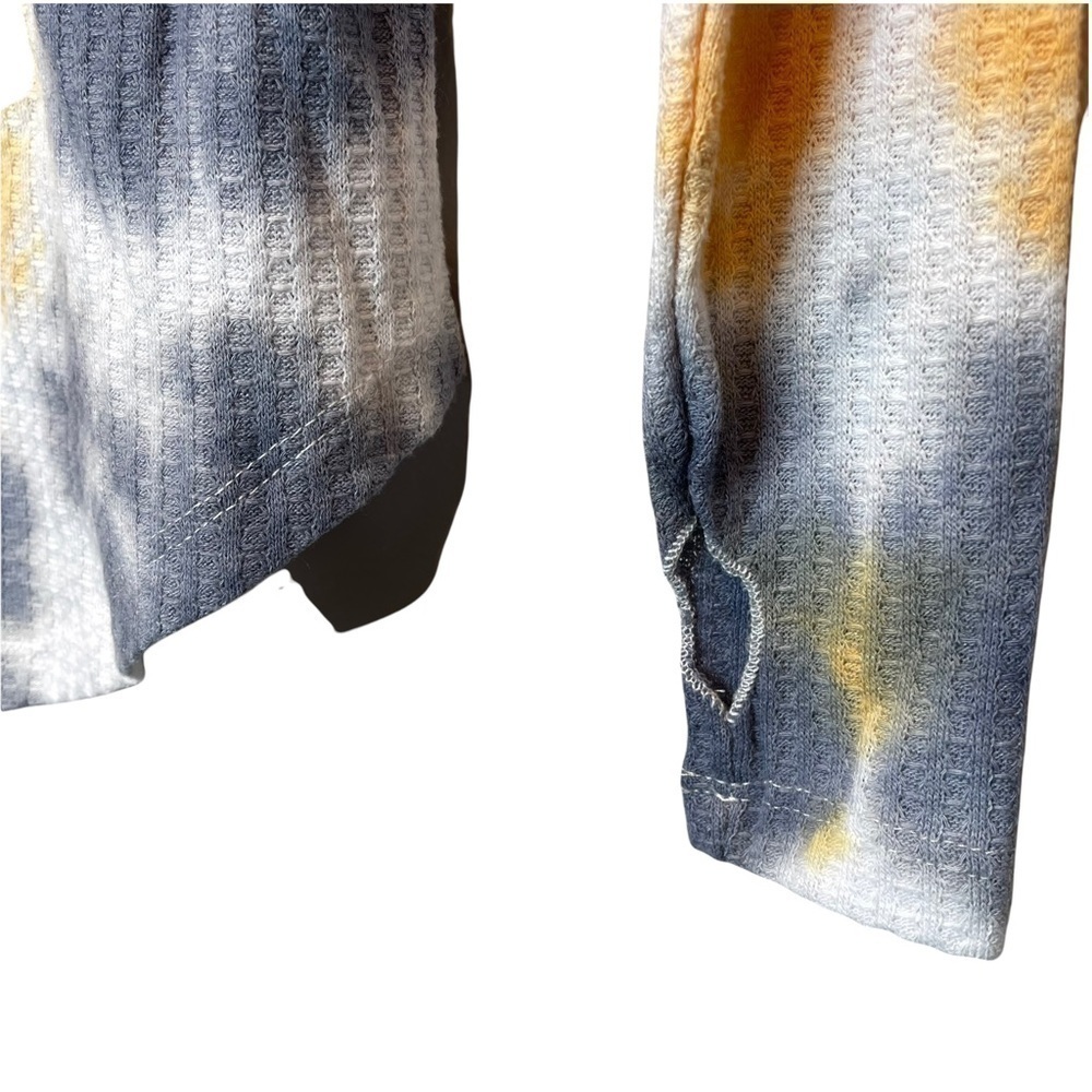 Sweet Romeo Storm Tie Dye Thermal Thumbhole Shirt White Yellow Blue XS New - Picture 5 of 8